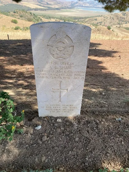 Headstone of Arthur Shaw- Agira Canadian War Cemetery