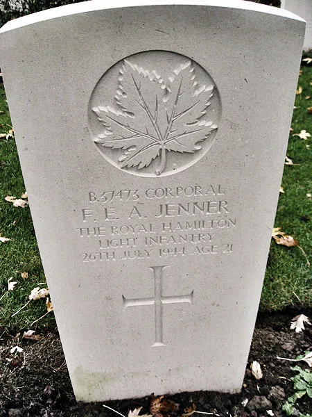 Headstone of Frank Jenner - Beny-sur-Mer Canadian War Cemetery