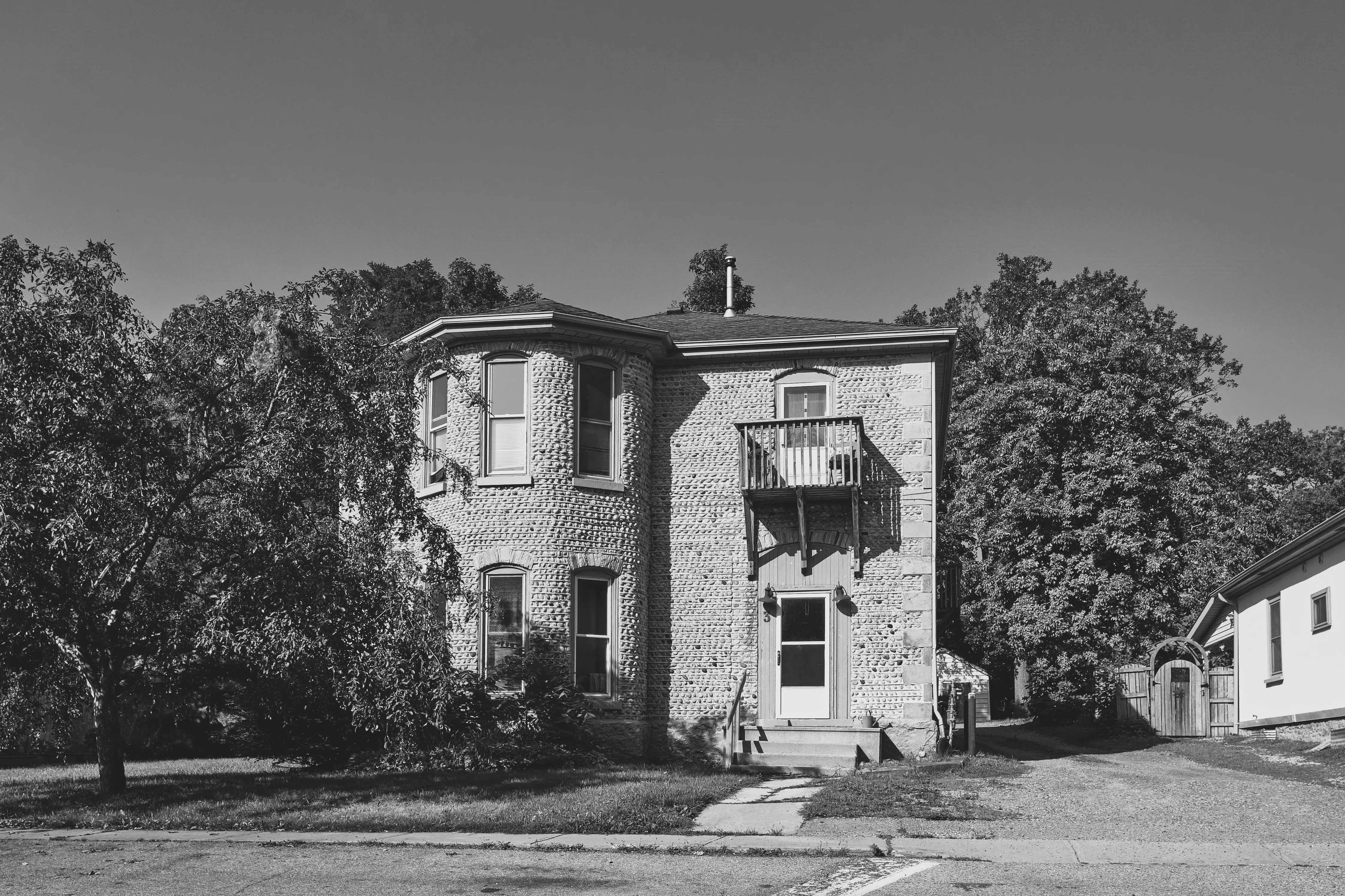 A two storey stone exterior home